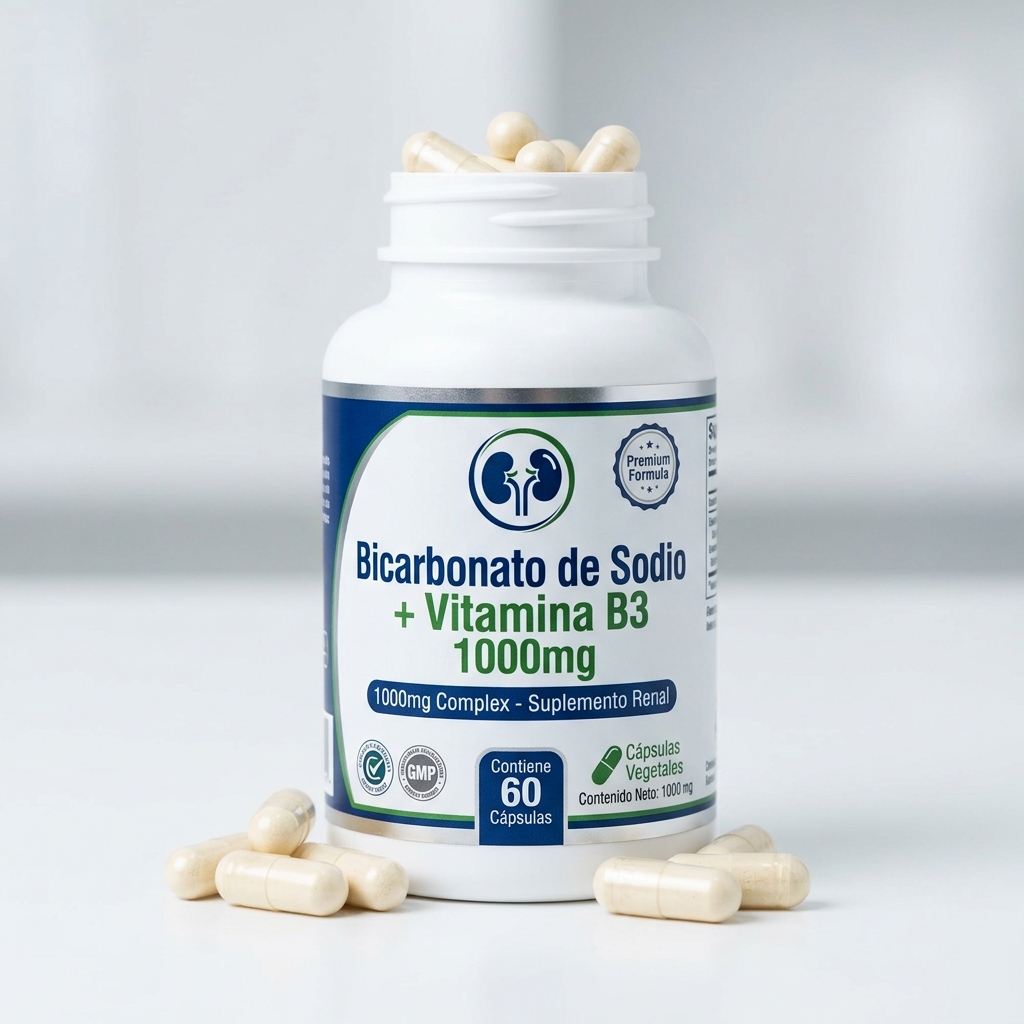 Cápsulas de Bicarbonato de Sodio + Vitamina B3 (1000 mg)